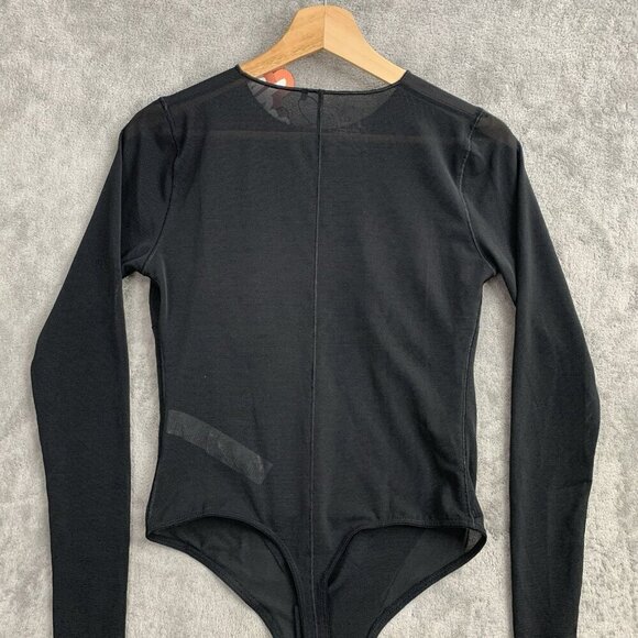 Yitty Bodysuit Womens Medium Mesh Me Smoothing Sleeved Thong Suit Black Top - Picture 12 of 12